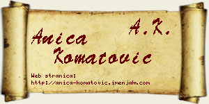 Anica Komatović vizit kartica